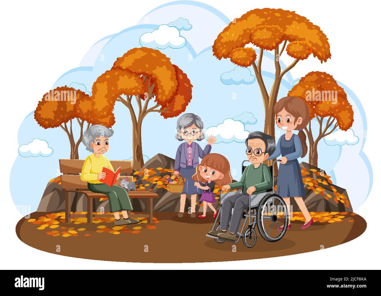 Elderly people at park illustration Stock Vector Image & Art - Alamy