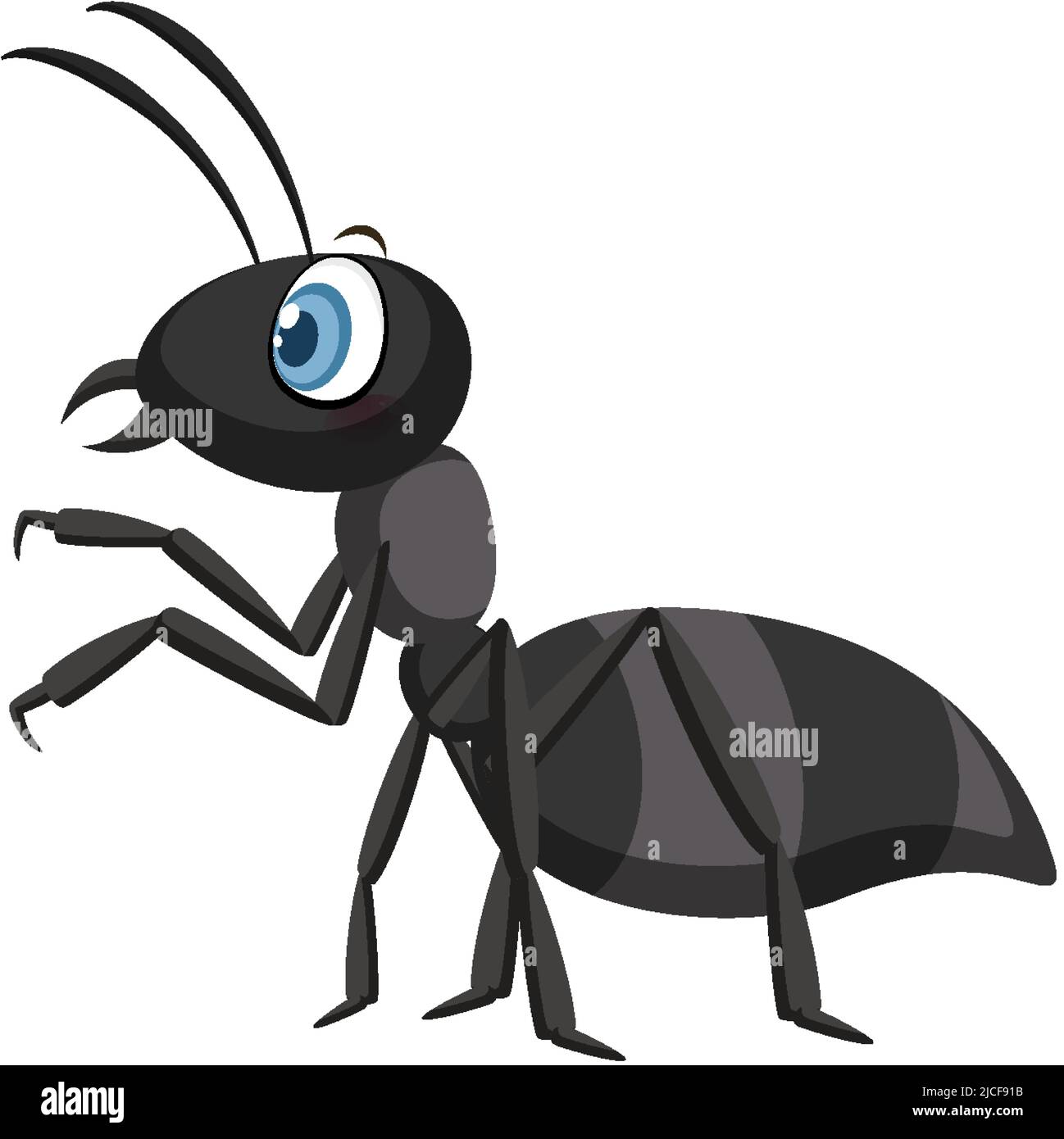 Black ant isolated on white background illustration Stock Vector