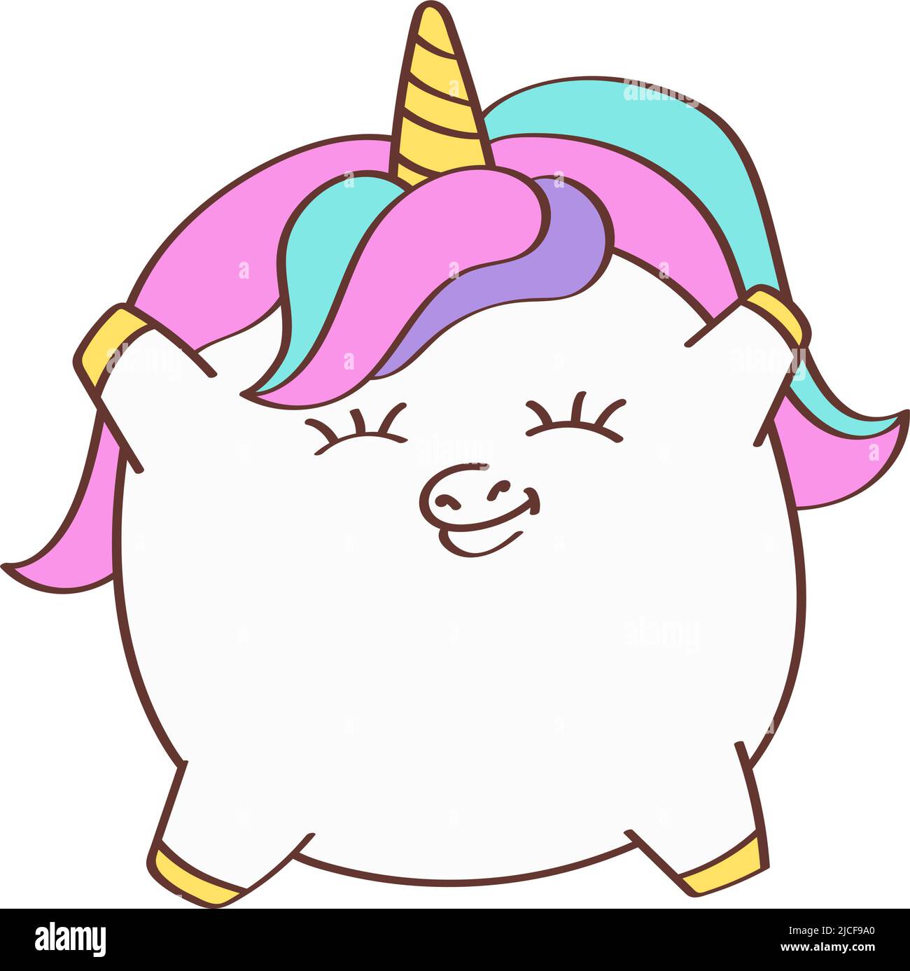 Unicorn Plump Clipart in Cute Cartoon Style Beautiful Clip Art Unicorn