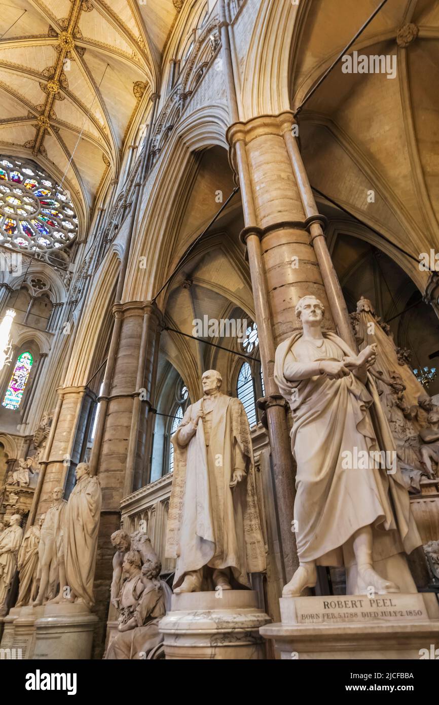 England, London, Westminster Abbey, Memorial Statues of Prominant English Historical Figures Stock Photo
