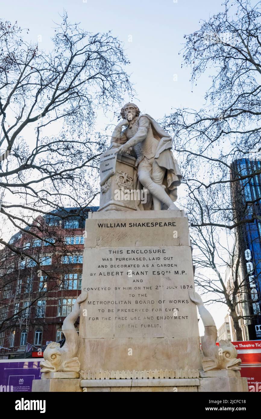 England, London, Leicester Square, Shakespeare Statue Stock Photo