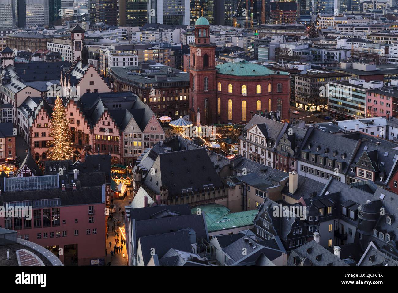 Christmas market at the Römer and in front of the Paulskirche, Frankfurt am Main, Hesse, Germany Stock Photo
