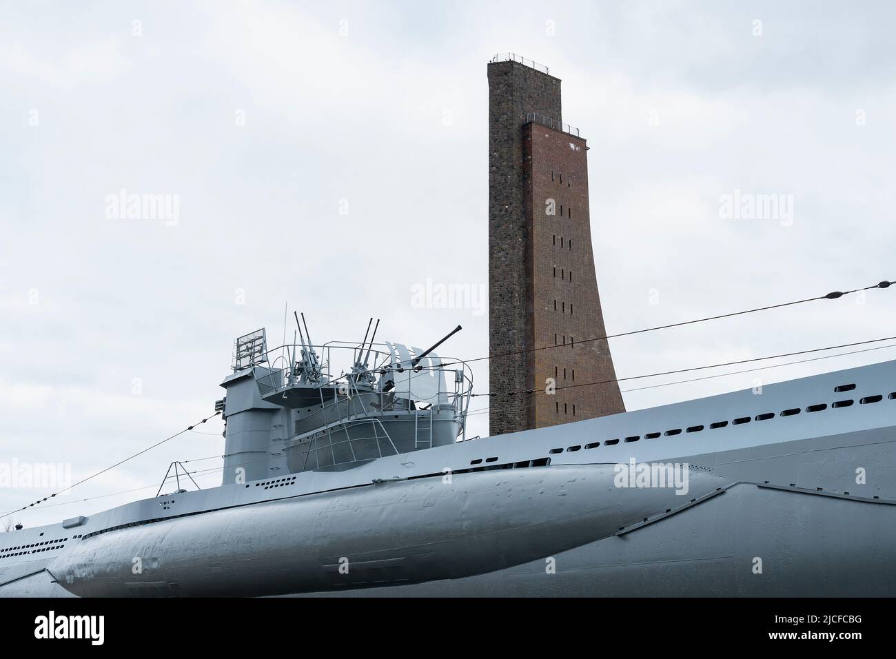 Schleswig-Holstein, Kiel Fjord, Laboe, naval memorial and museum, historical submarine U 995 Stock Photo