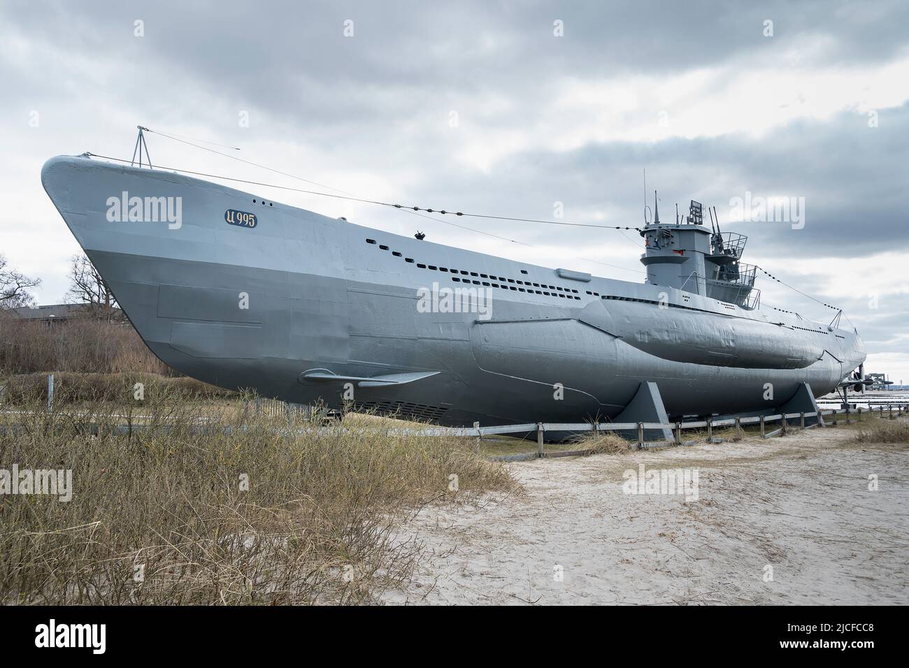 Schleswig-Holstein, Kiel Fjord, Laboe, Naval Museum, historical submarine U 995 Stock Photo