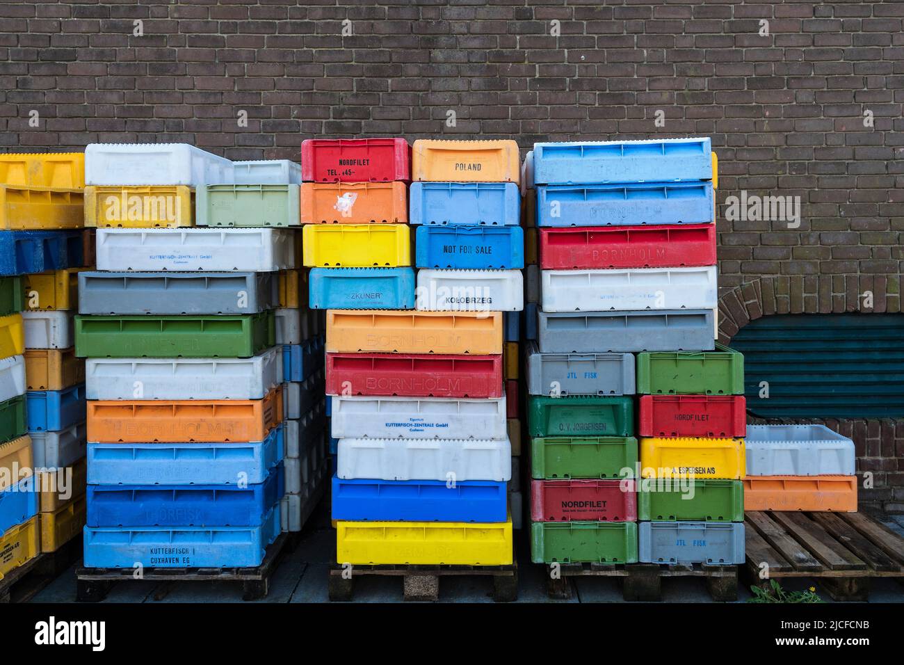Transport boxes from different countries hires stock photography and