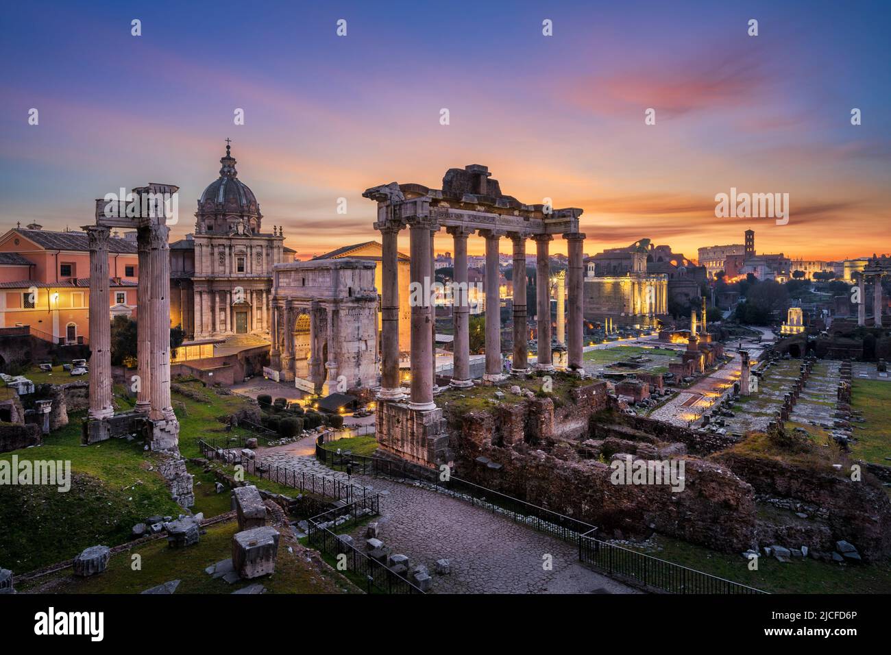 Roman Forum in the evening, Rome, Italy Stock Photo