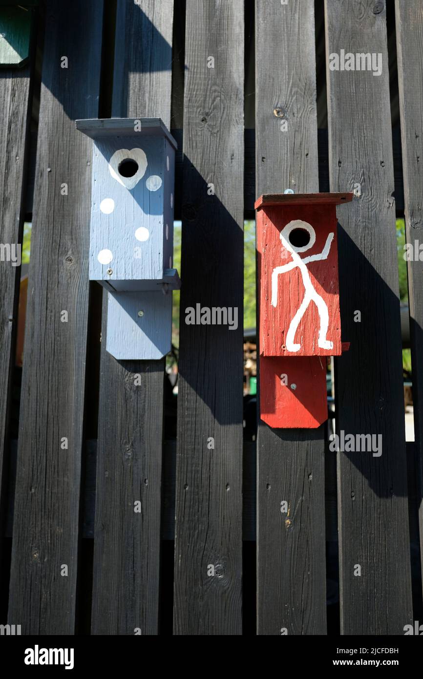 Sweden, park, nesting box for birds Stock Photo