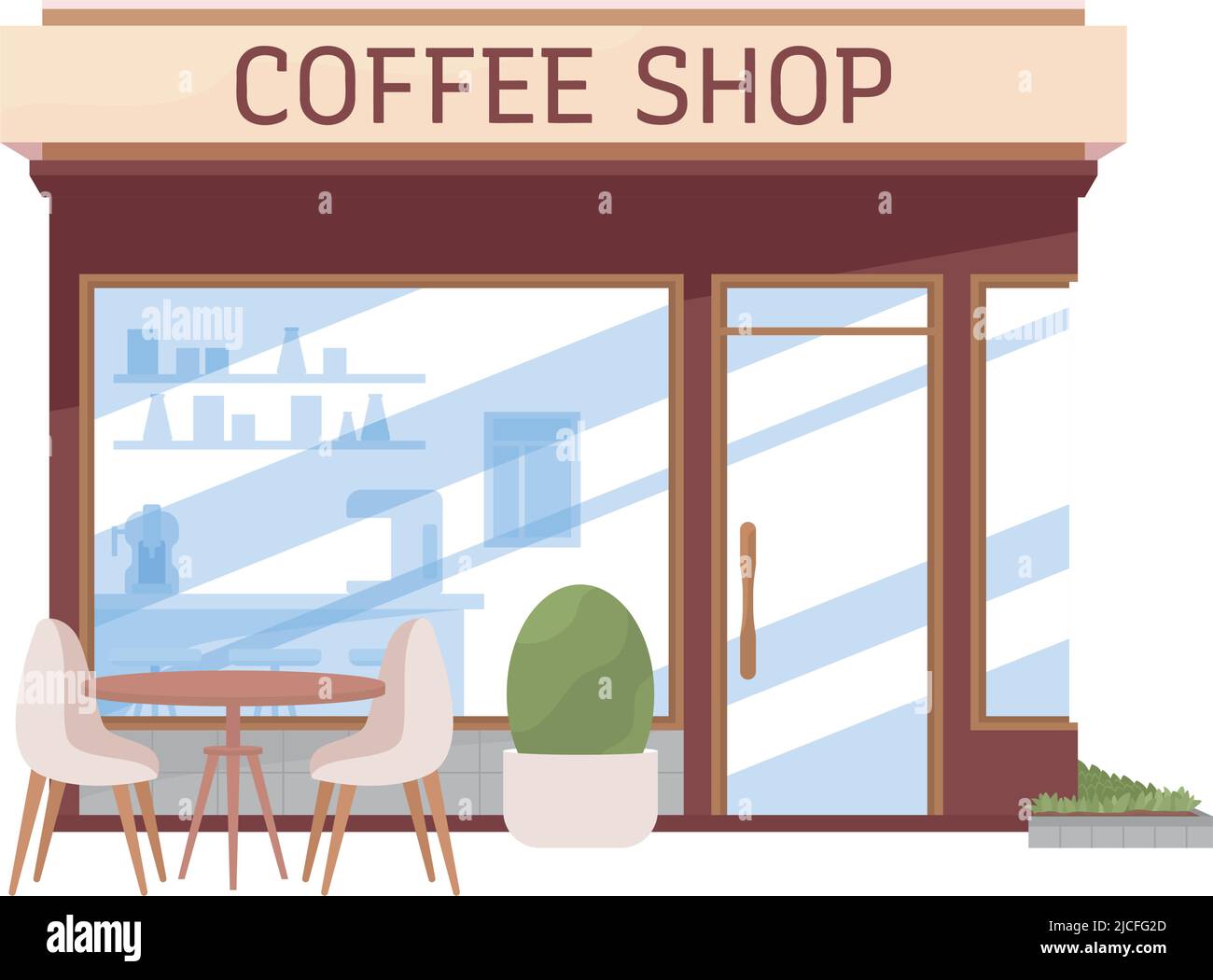 Coffee shop semi flat color vector object Stock Vector