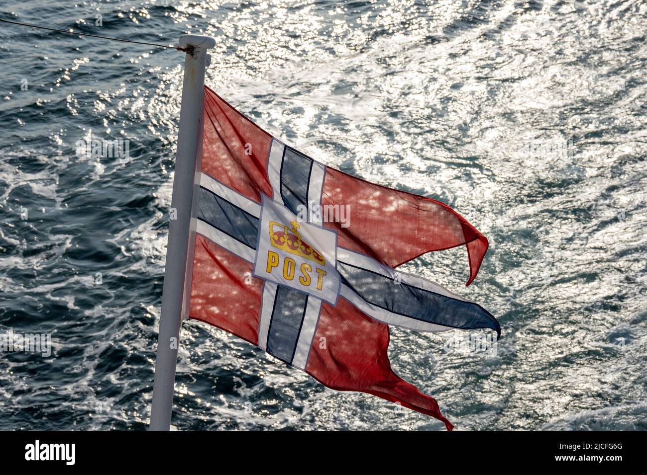 Norway, Hurtigruten mail ship flag Stock Photo Alamy
