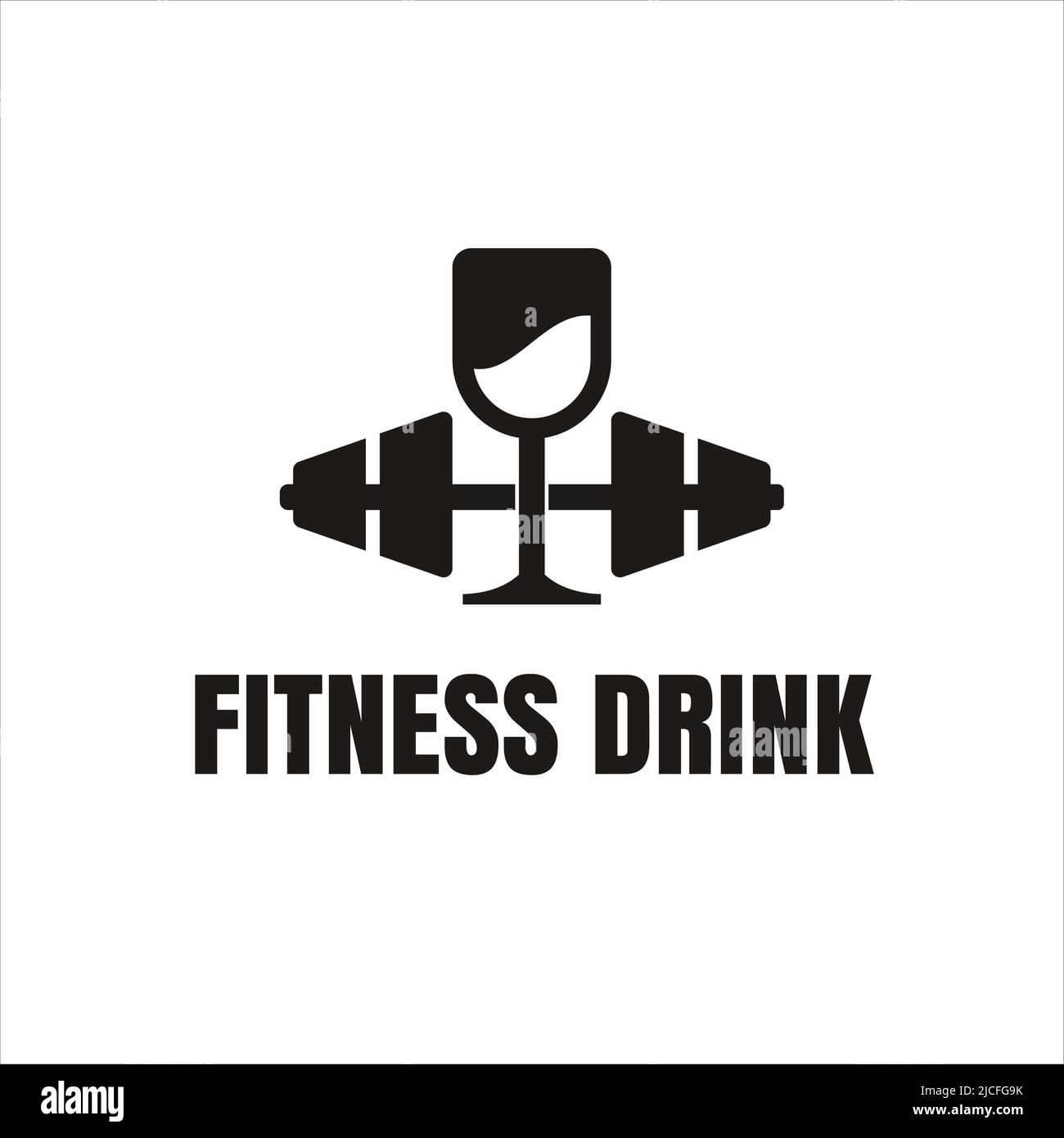 Fitness club and gym logo design template with barbell symbol and drinking glasses Stock Vector