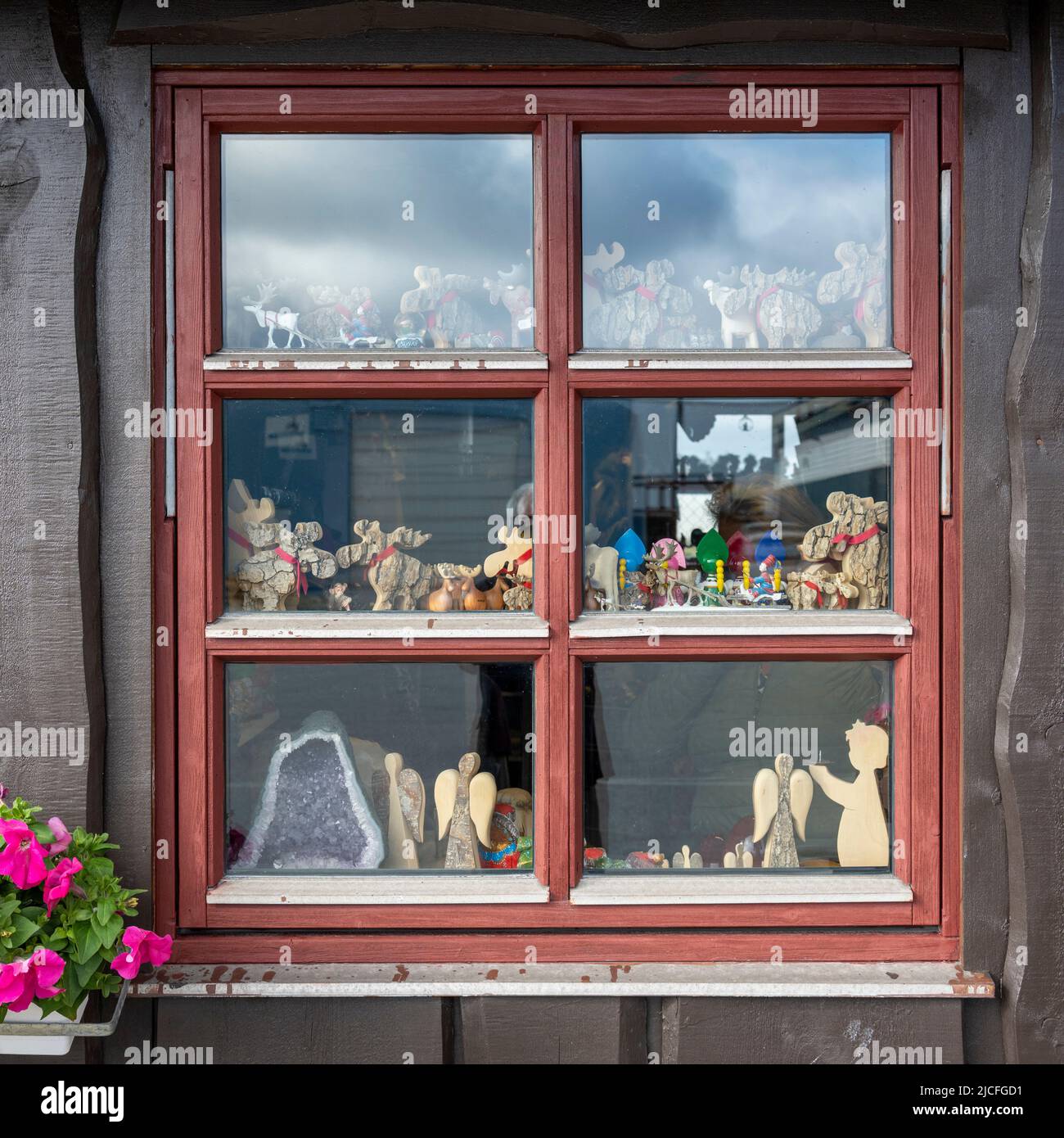 Norway, Troms og Finnmark, Kirkenes, souvenir store at the harbor. Stock Photo