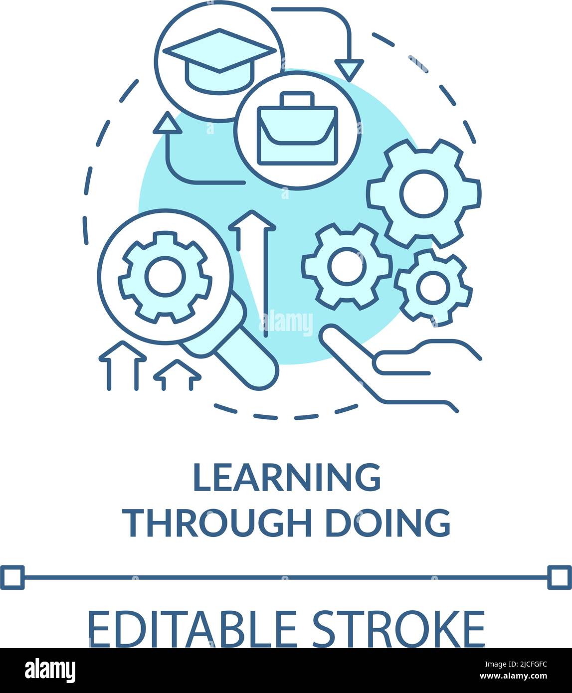 Learning through doing turquoise concept icon stock vector image art