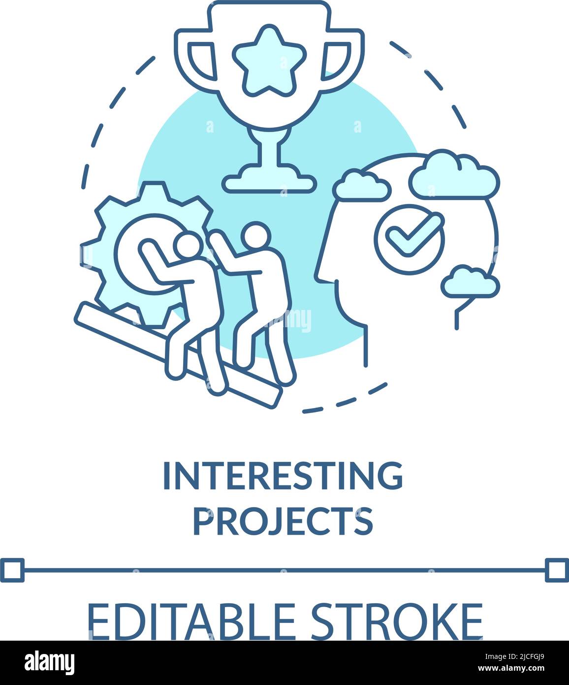 Interesting projects turquoise concept icon Stock Vector