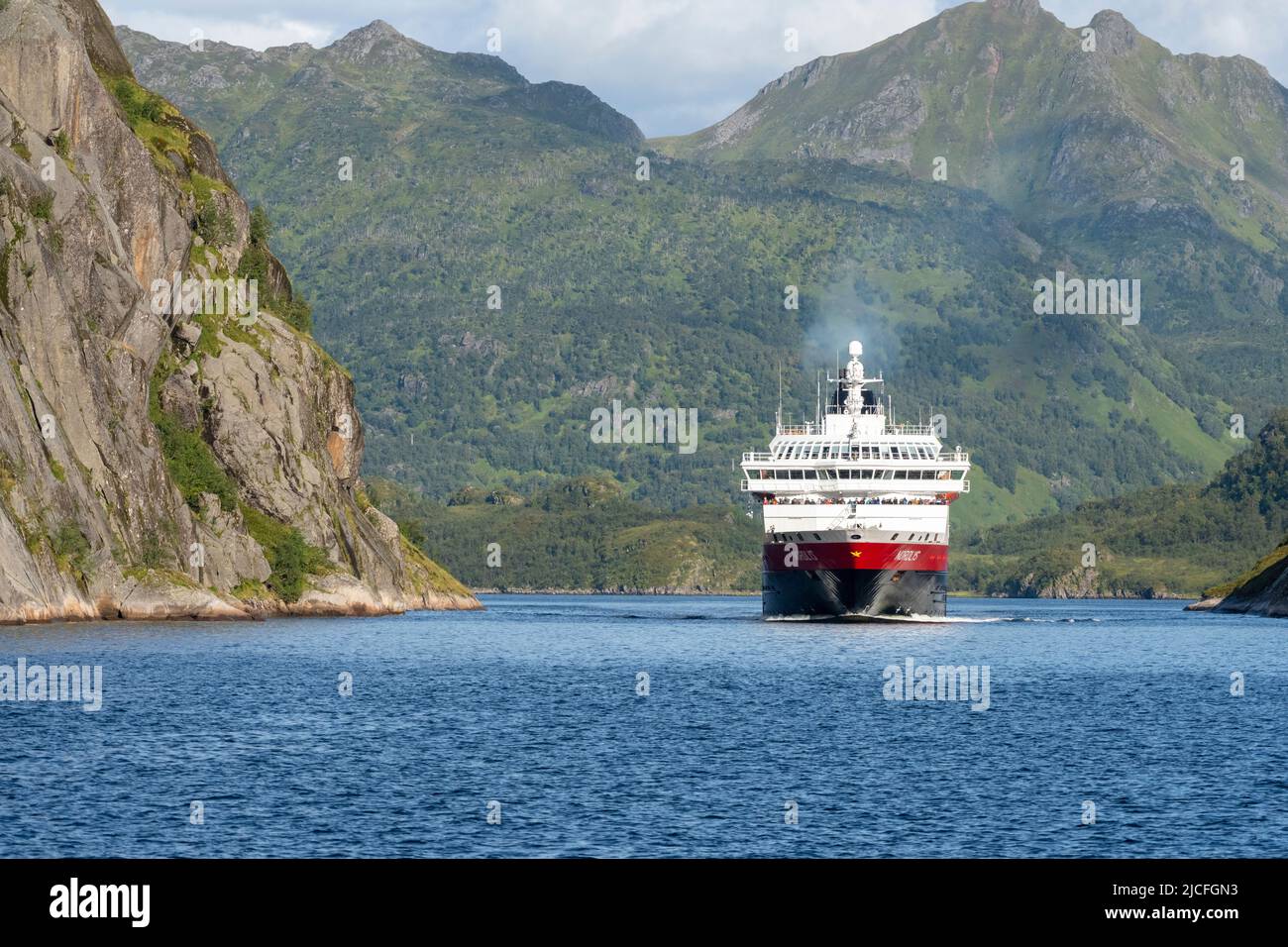 Hurtigruten mail ship in trollfjord hires stock photography and images