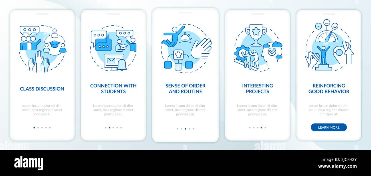 Healthy learning environament blue onboarding mobile app screen Stock ...
