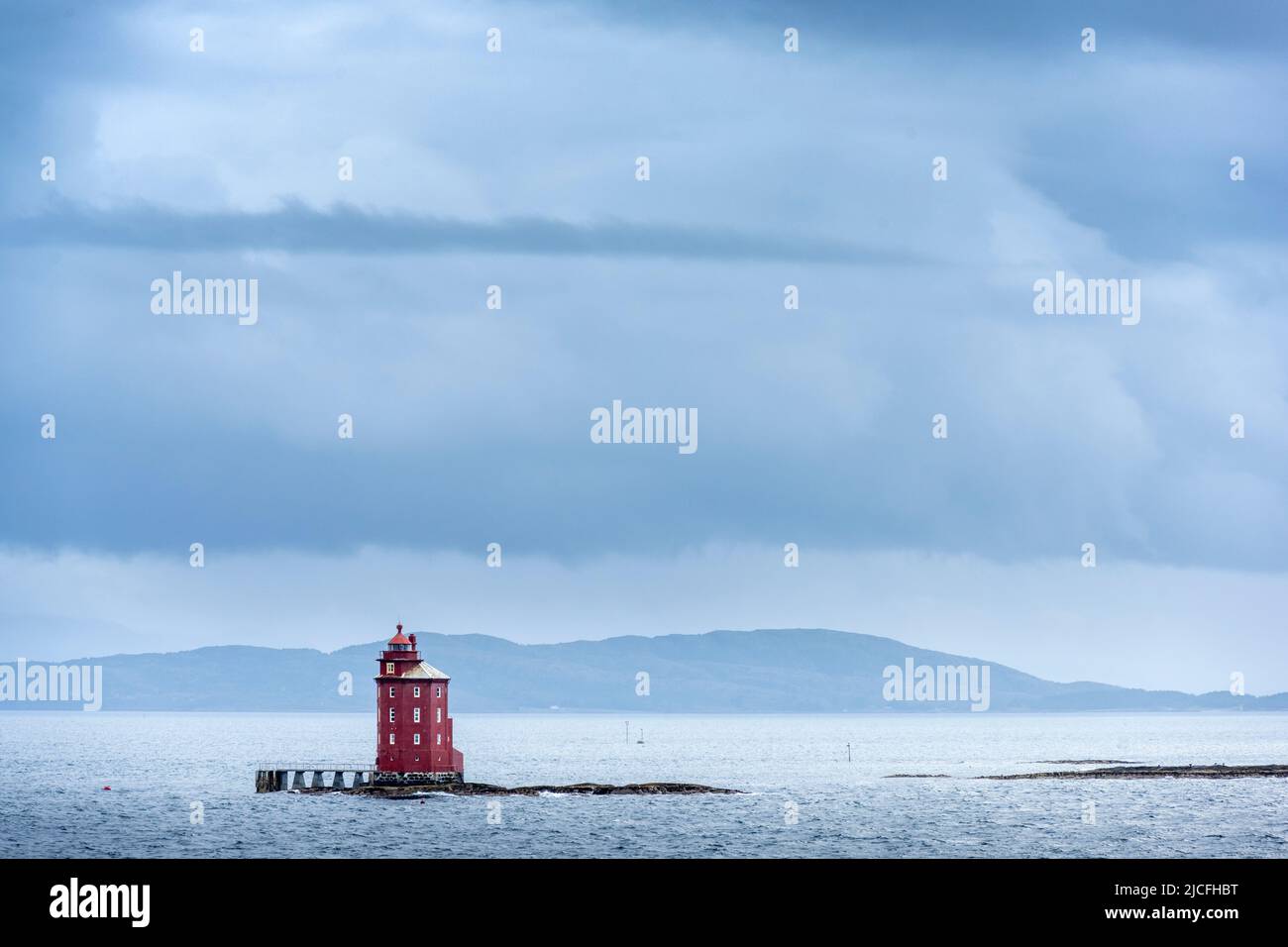 Norway, Kjeungskjaer fyr a lighthouse on a small shäre off Orland, Trondelag. Stock Photo
