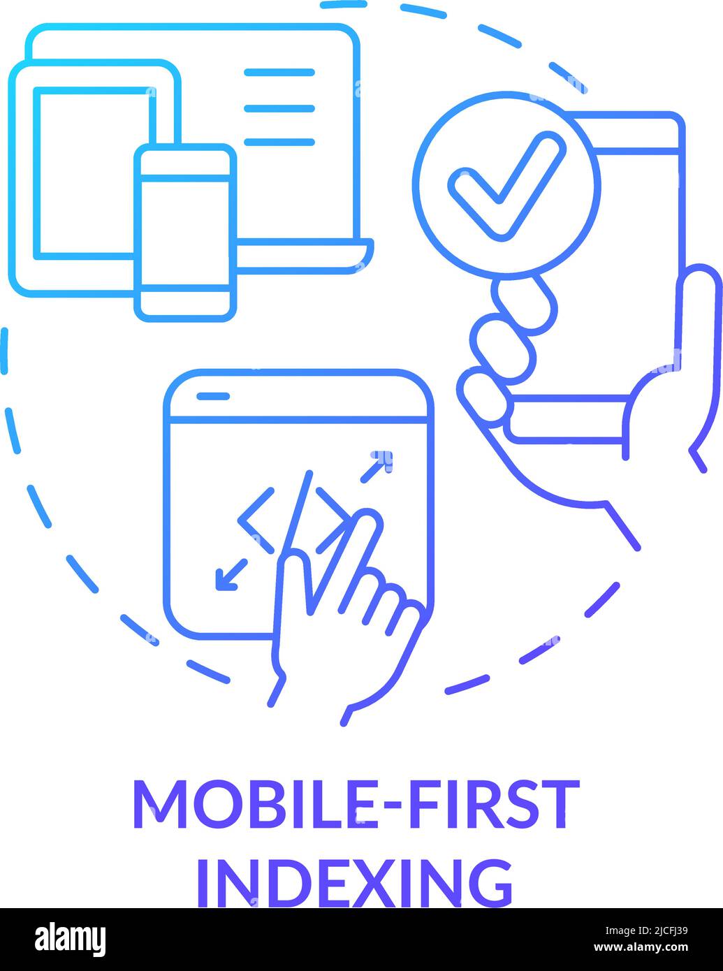 Mobile-first indexing blue gradient concept icon Stock Vector