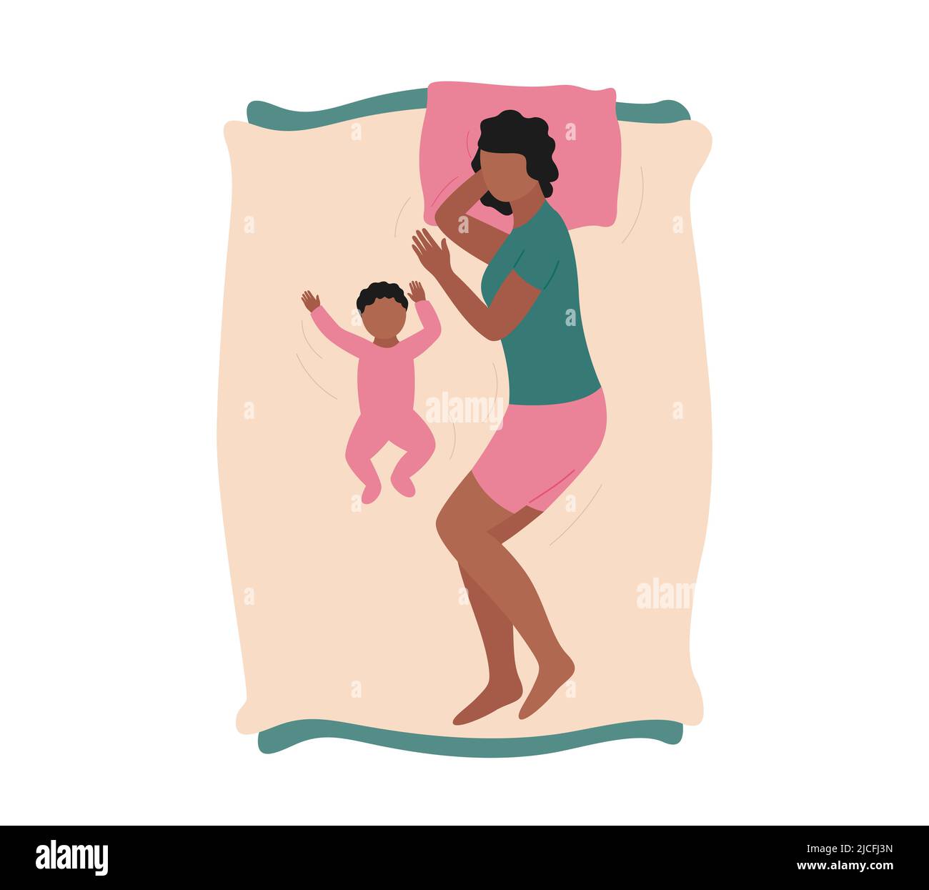 Mother and little child sleeping together. Cosleep of mom and baby