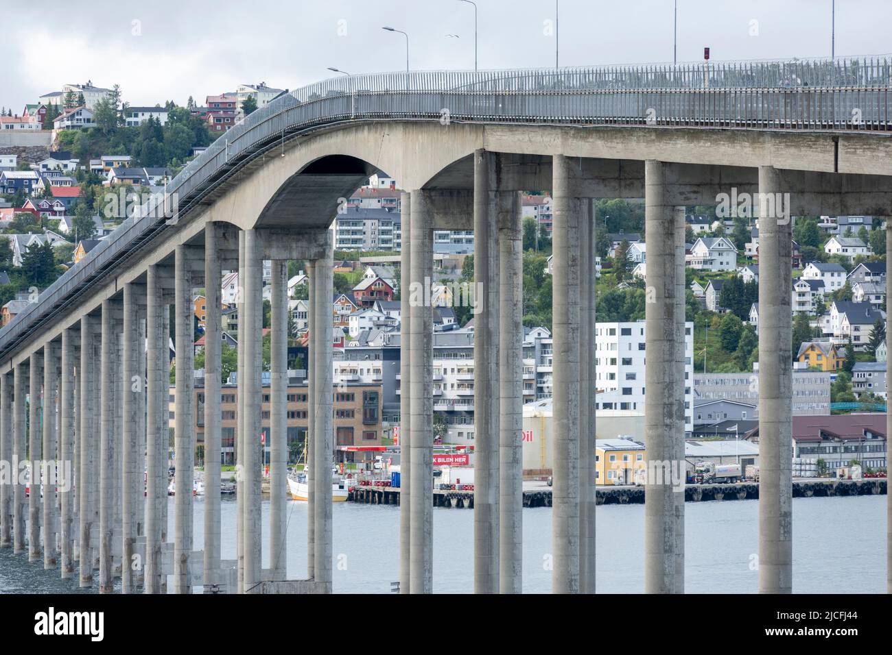 Norway, Troms og Finnmark, Tromsø, bridge over Tromsøsund. Stock Photo