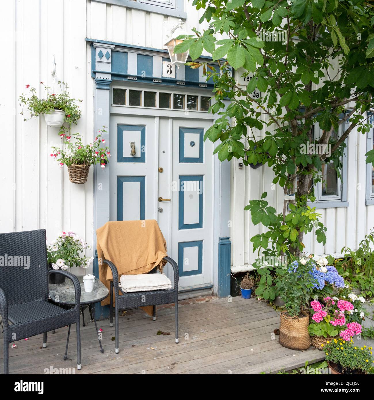 Norway, Troms og Finnmark, Tromsø, traditional door. Stock Photo