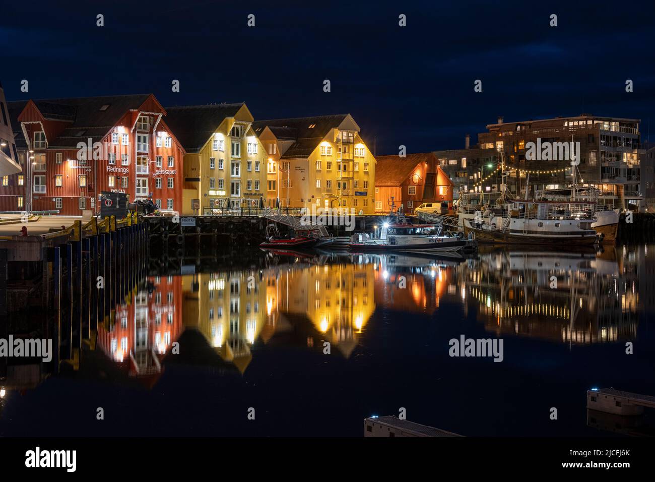 Norway, Troms og Finnmark, Tromsø, old harbor, restored historic 19th