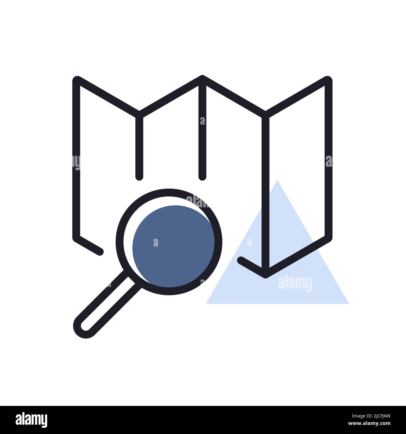 Map with magnifier vector icon. Navigation sign. Graph symbol for ...