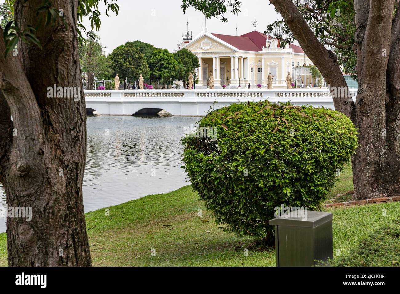 Phra Thinang Warobhat Phiman, Residence, Throne Room, Bang Pa-In, Royal Family Summer Palace, Chao Phraya River, Phra Nakhon Si Ayutthaya Province, Thailand Stock Photo