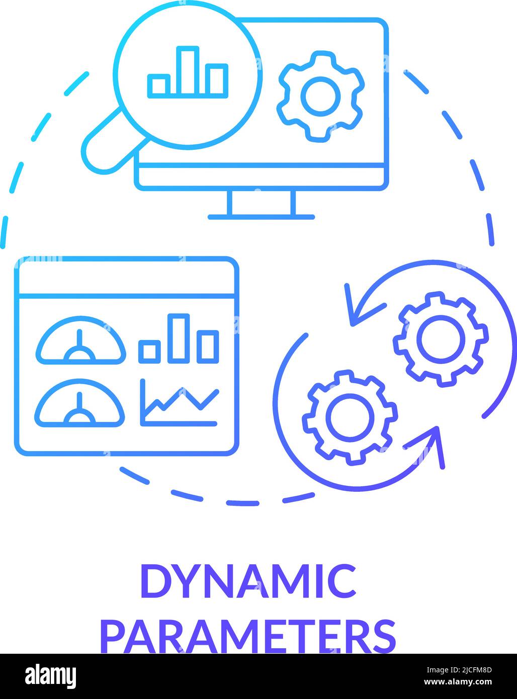 Dynamic parameters blue gradient concept icon Stock Vector