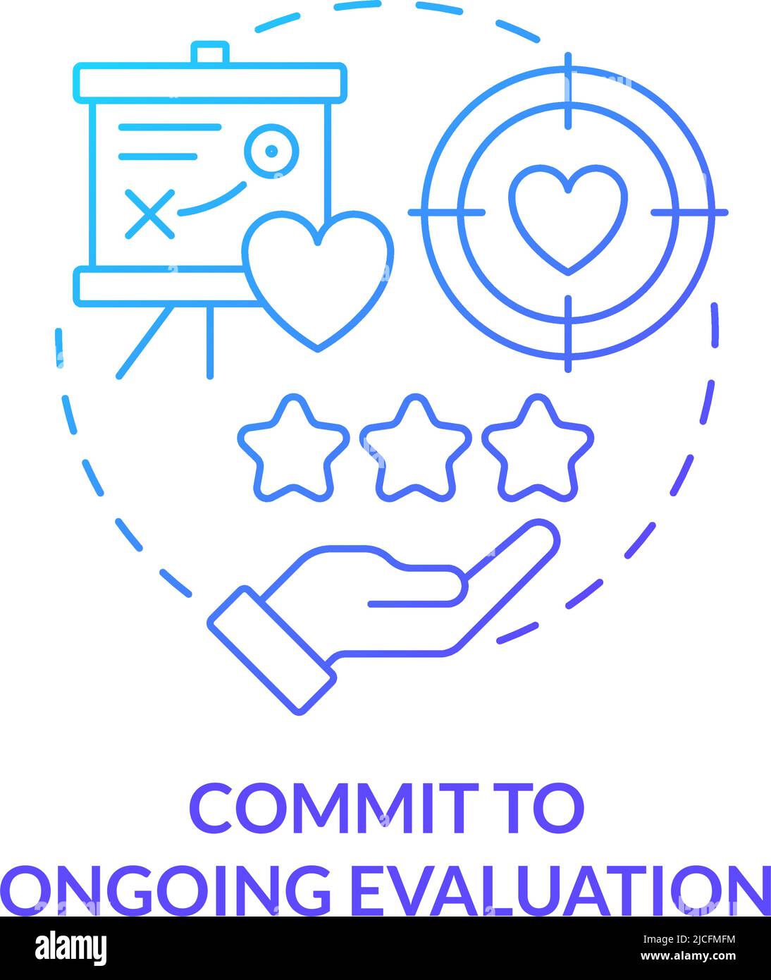 Commit to ongoing evaluation blue gradient concept icon Stock Vector