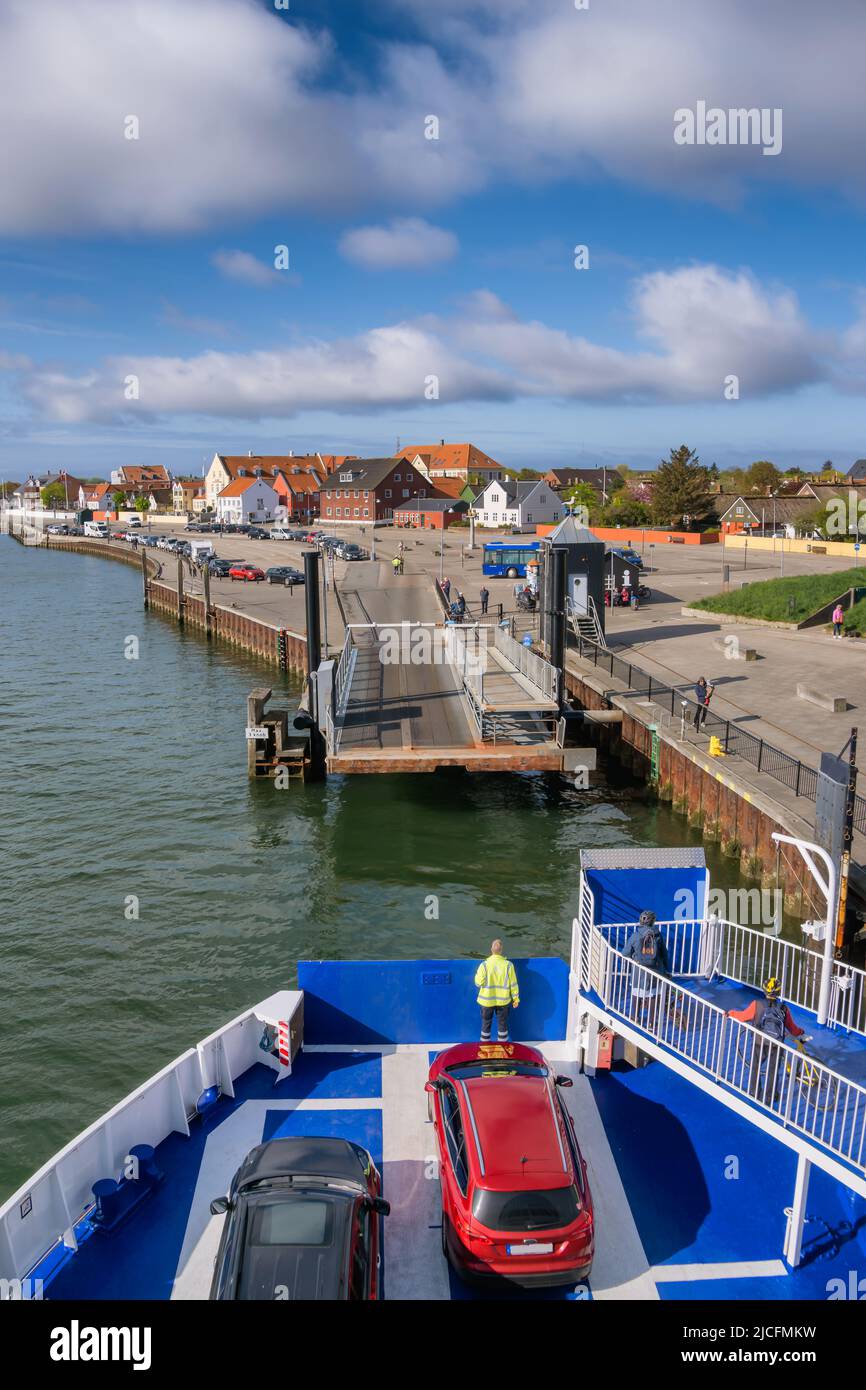 Nordby ferry harbor on Fano in the wadden sea, Denmark Stock Photo