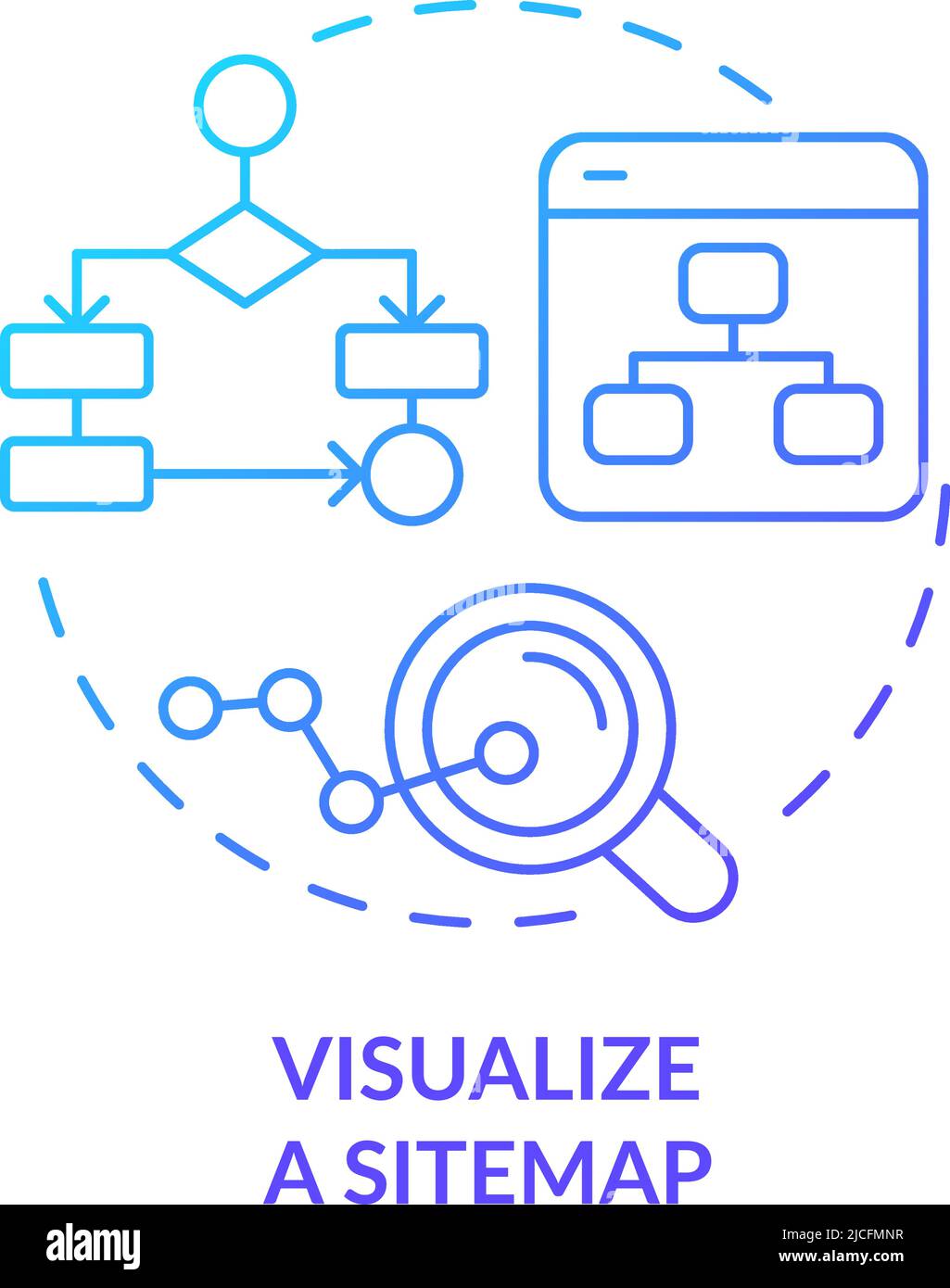 Visualize sitemap blue gradient concept icon Stock Vector