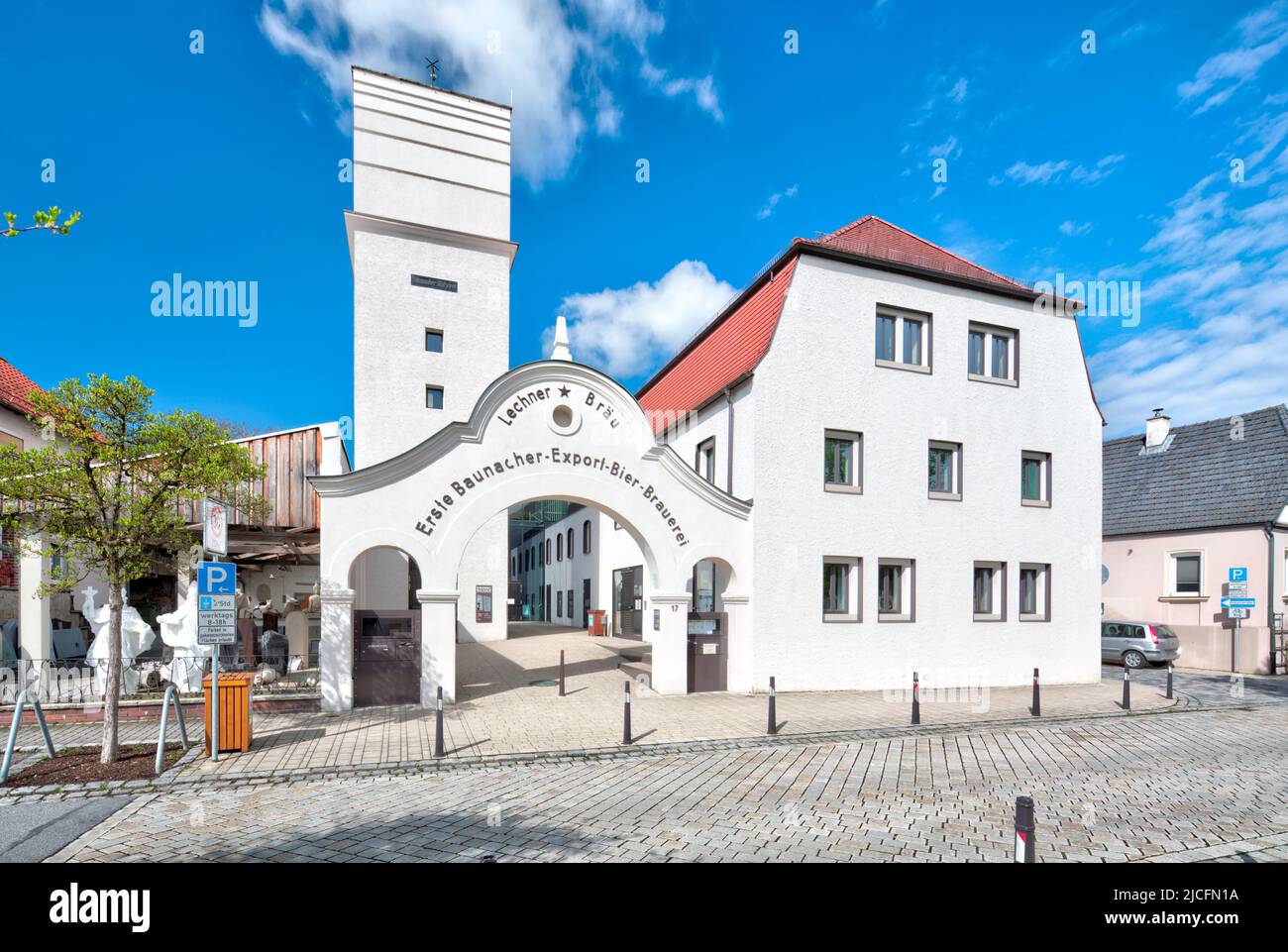 Town house Lechner Bräu, old brewery, town house, house facade, architecture, village view, Baunach, Franconia, Germany, Europe, Stock Photo