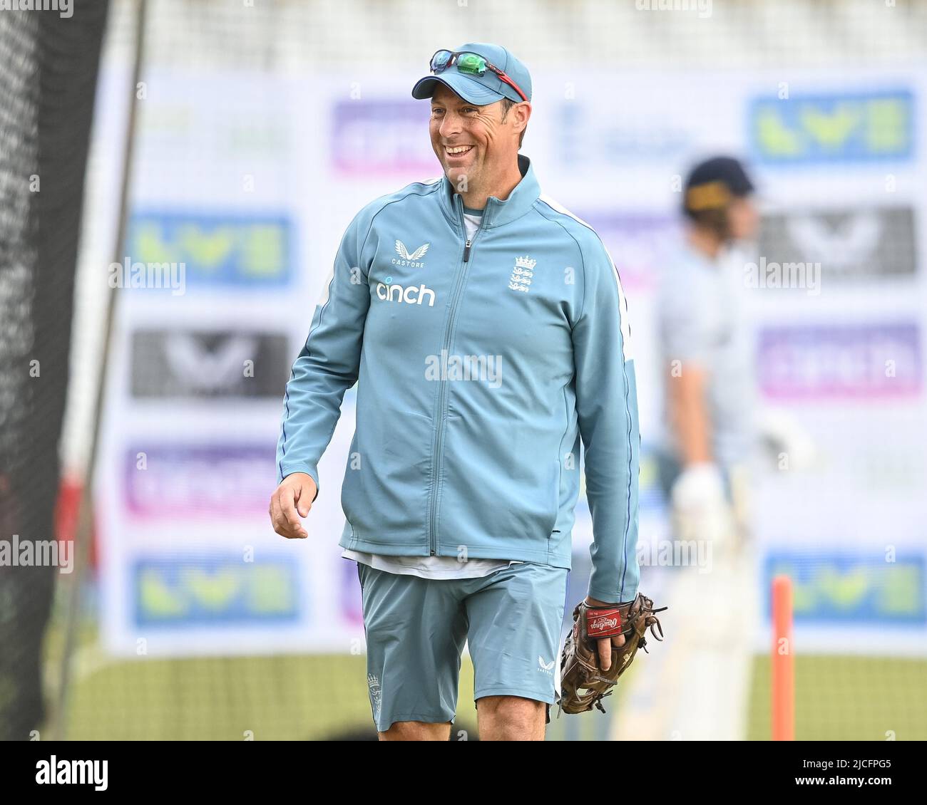 Nottingham, UK. 13th June, 2022. Marcus Trescothick of England during the warmup session in Nottingham, United Kingdom on 6/13/2022. (Photo by Craig Thomas/News Images/Sipa USA) Credit: Sipa USA/Alamy Live News Stock Photo