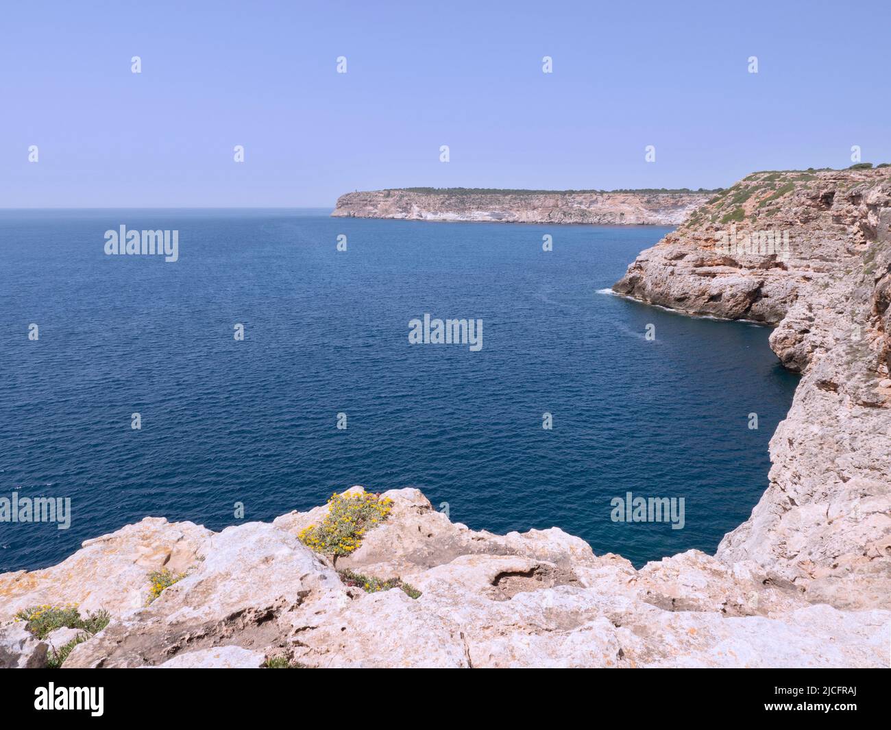 Coastal hiking trail in the south of Mallorca Stock Photo