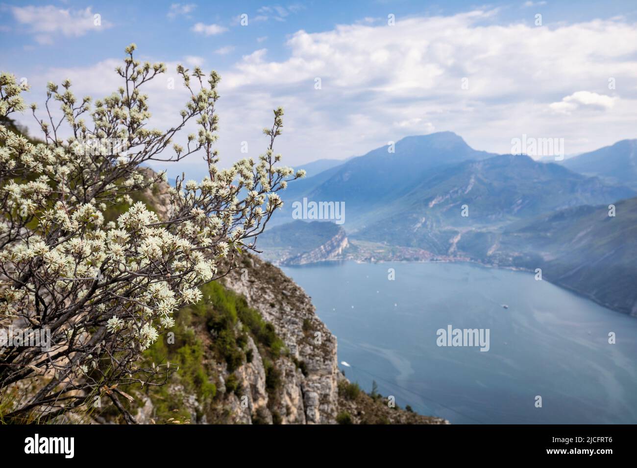 Italy, Trentino, Trento province, Riva del Garda, Pregasina. Landscape from Punta Larici high above the Garda lake Stock Photo