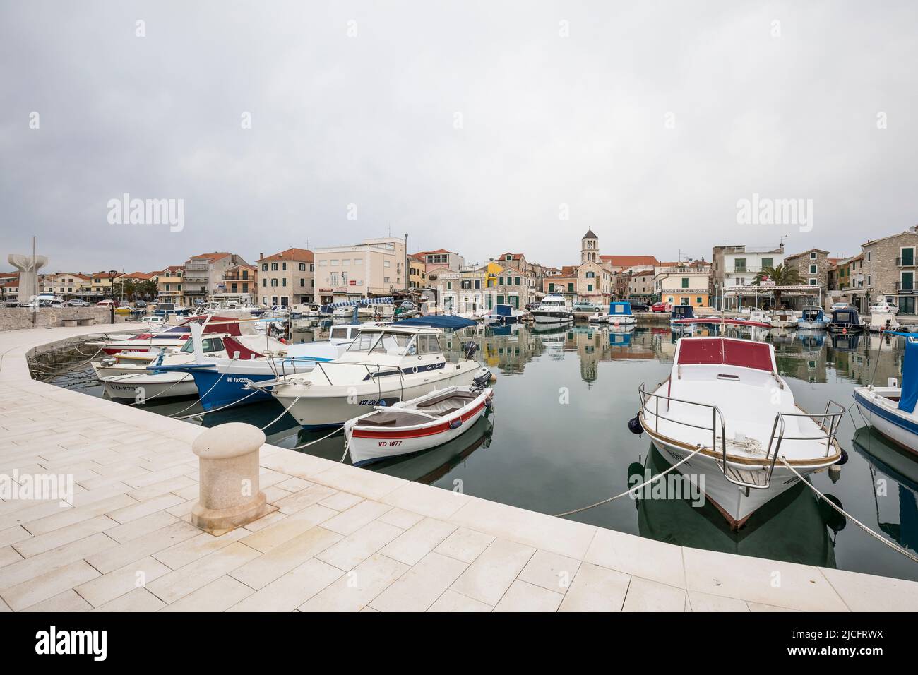 The small town of Vodice with port, Sibenik-Knin County, Central Dalmatia, Croatia, Europe Stock Photo