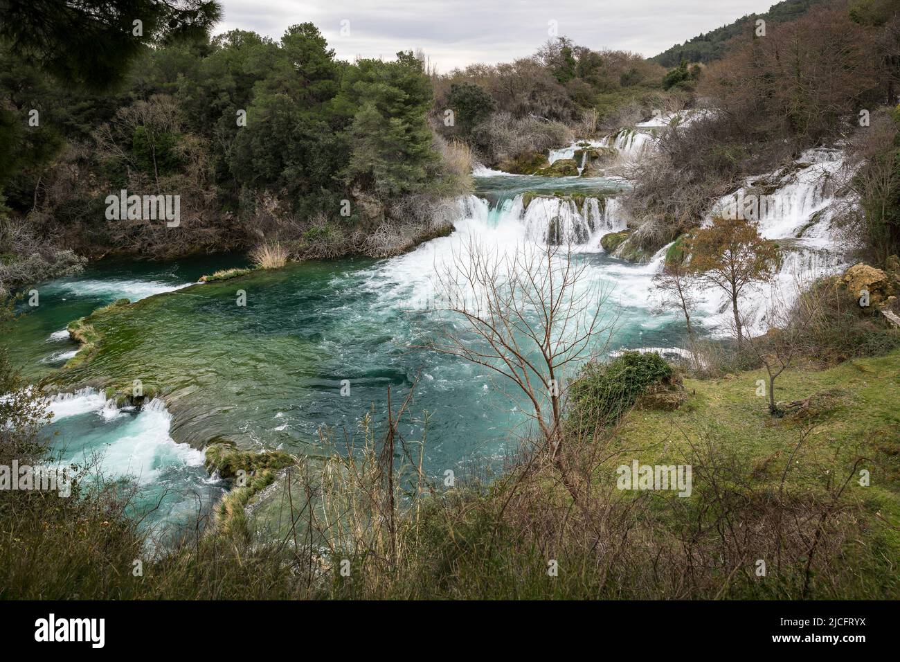 View of Skradinski Buk waterfall in winter, Krka National Park, Sibenik-Knin County, Dalmatia, Croatia, Europe Stock Photo