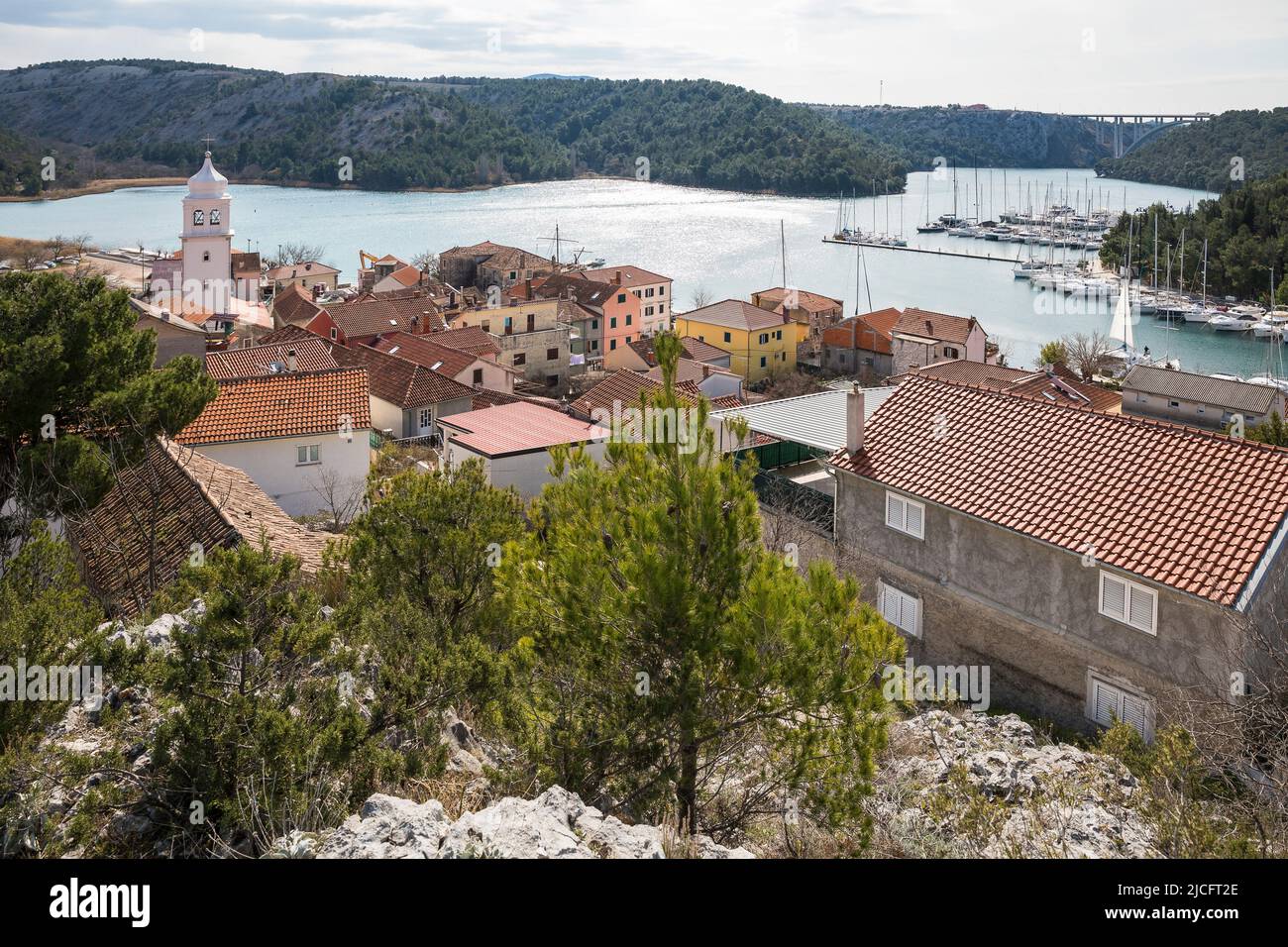 View of the small town Skradin, Sibenik-Knin County, Central Dalmatia, Croatia, Europe Stock Photo