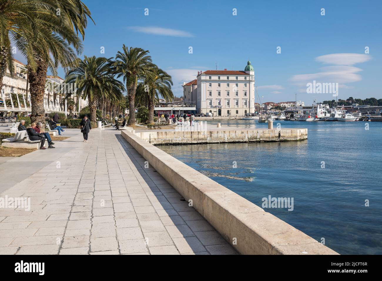 Port promenade and port authority in the building in the back, Split, Split-Dalmatia County, Dalmatia, Croatia, Europe Stock Photo