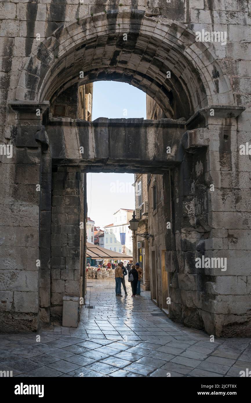 The Iron Gate in Diocletian's Palace, Split, UNESCO World Heritage Site, Split-Dalmatia County, Dalmatia, Croatia, Europe Stock Photo