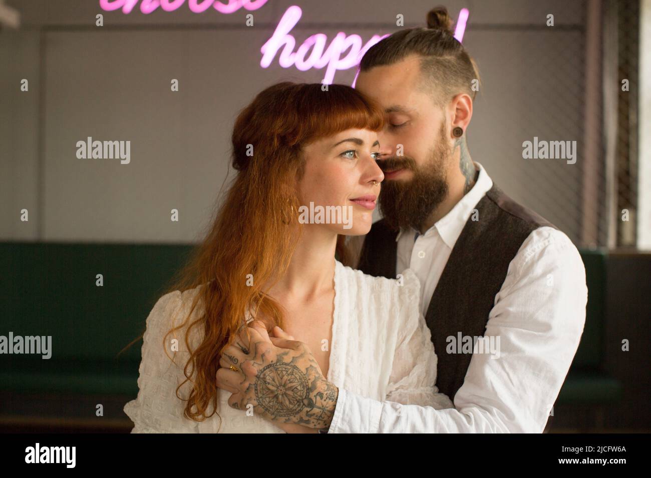 Young couple in love, tenderness, embrace Stock Photo