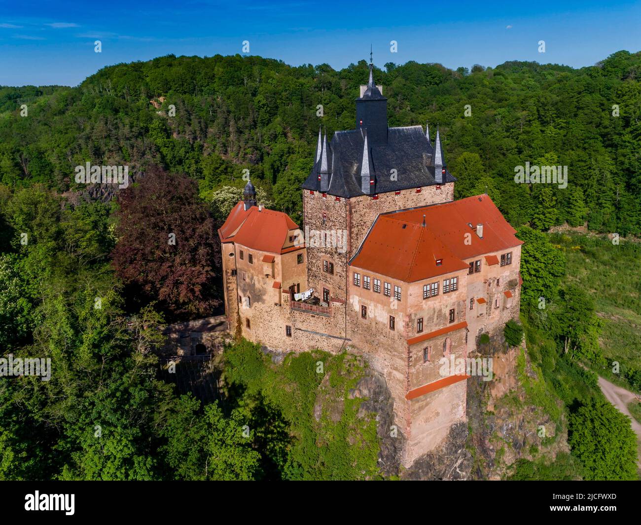 Kriebstein Castle in Central Saxony: Saxony's most beautiful knight's castle, is characterized by a closed, fully preserved and completely renovated defense system from the late Gothic period Stock Photo