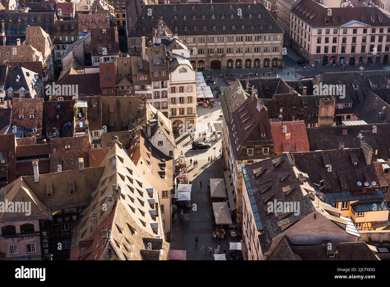 France, Alsace, view from Strasbourg cathedral to the old town Stock ...