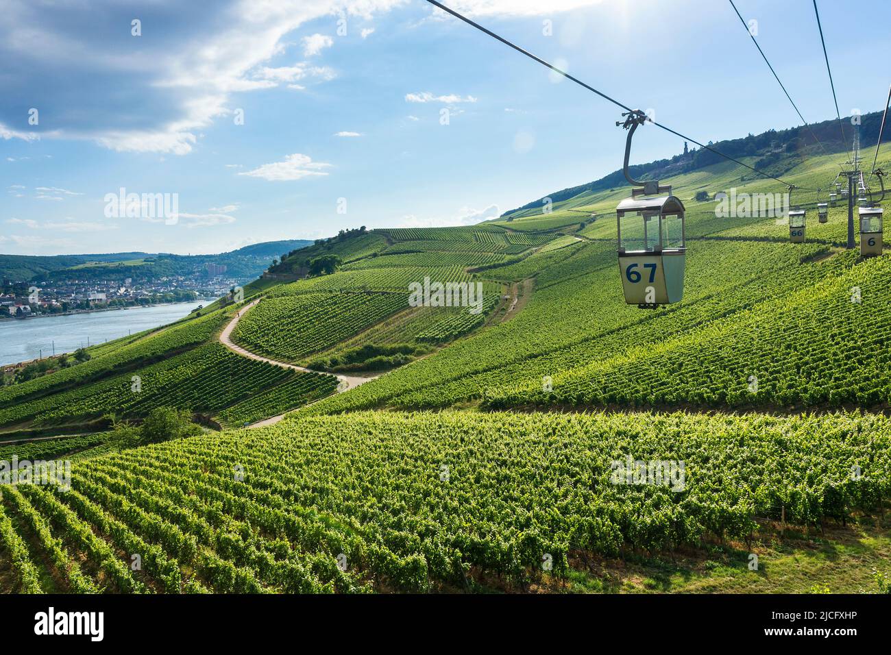 Germany, Hesse, Rheingau, Rüdesheim, cable car with gondolas, part of ...