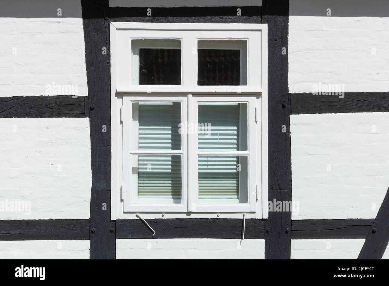 Window, half-timbered house at Blomendal Castle in Bremen-Blumenthal, Bremen, Germany, Europe Stock Photo