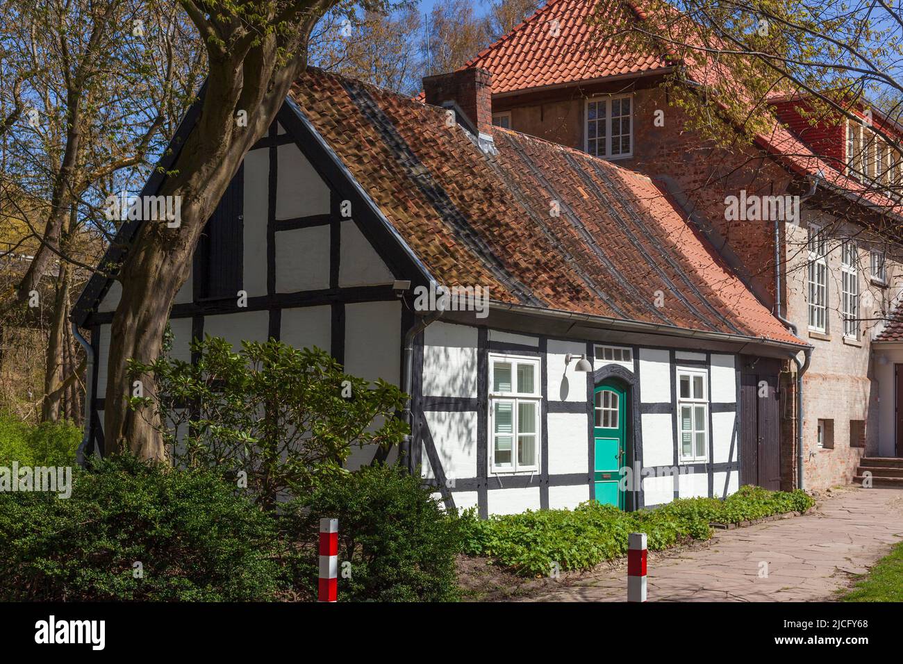 Half-timbered house at Blomendal Castle in Bremen-Blumenthal, Bremen, Germany, Europe Stock Photo
