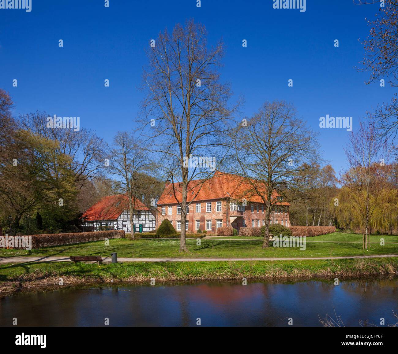 Medieval moated castle Blomendal in Bremen-Blumenthal, Bremen, Germany, Europe Stock Photo