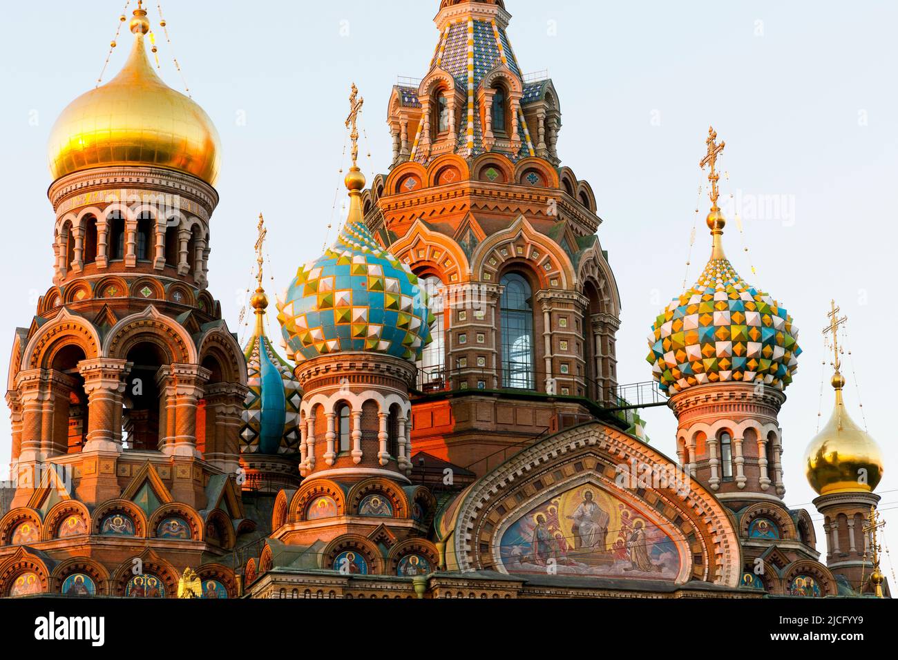 Exterior Domes of the Church of the Savior on Spilled Blood, Saint Petersburg, Russia Stock Photo