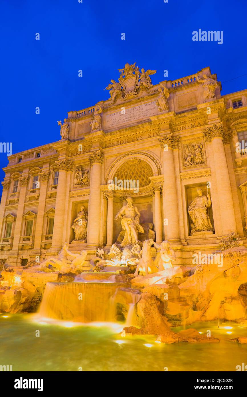 The Trevi Fountain lit up at Night, Rome, Lazio, Italy Stock Photo - Alamy