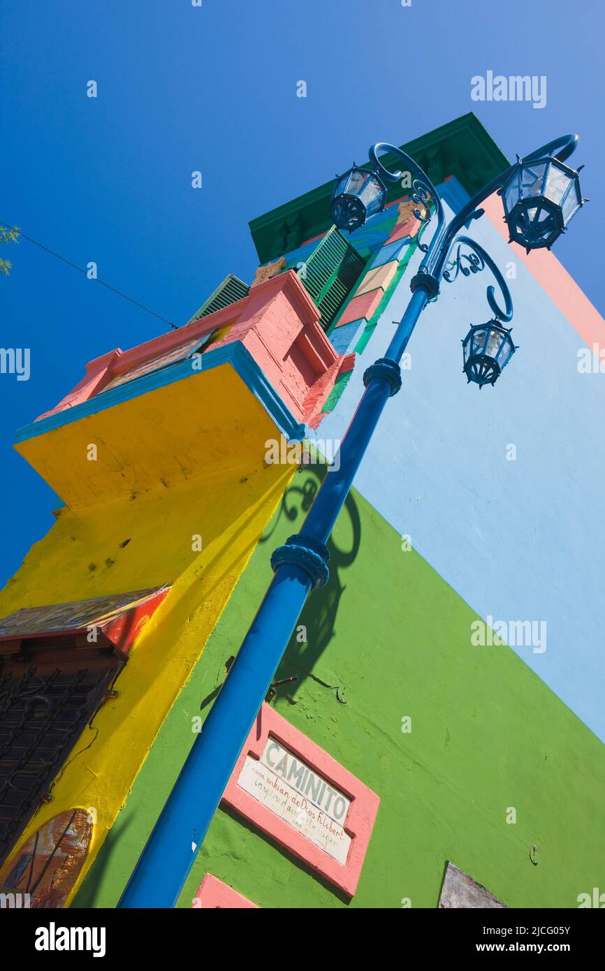Colourful Building along Caminito Street, La Boca, Buenos Aires, Argentina Stock Photo